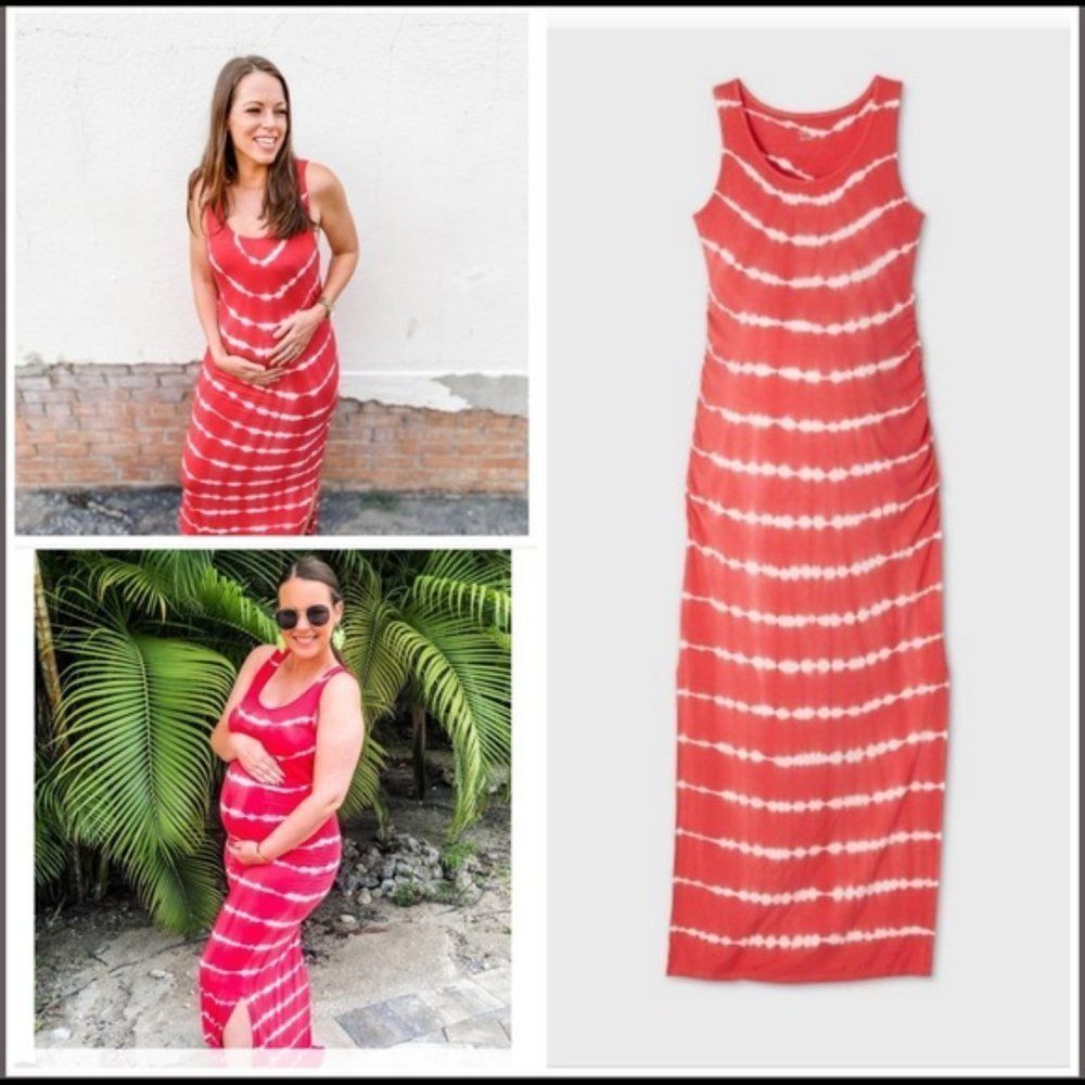 Isabel maternity maxi coral tie die 